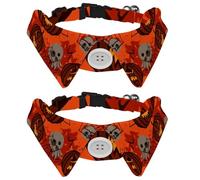 2 Pcs Cat Dog Bow Tie, Adjustable Pet Collar Bowtie Tux Formal Neck Tie for Boys Girls Puppy Kitten Wedding Birthday - Halloween Pumpkin Evil and Skull