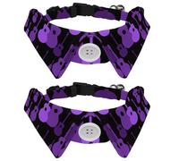 2 Pcs Cat Dog Bow Tie, Adjustable Pet Collar Bowtie Tux Formal Neck Tie for Boys Girls Puppy Kitten Wedding Birthday - Classical Instrument Guitar Purple Pattern