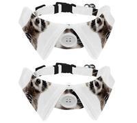 2 Pcs Cat Dog Bow Tie, Adjustable Pet Collar Bowtie Tux Formal Neck Tie for Boys Girls Puppy Kitten Wedding Birthday - Portrait of Cute Funny Raccoon