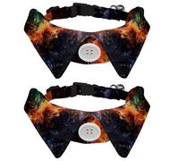 2 Pcs Cat Dog Bow Tie, Adjustable Pet Collar Bowtie Tux Formal Neck Tie for Boys Girls Puppy Kitten Wedding Birthday - Space Galaxy Nebula Starry
