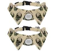 2 Pcs Cat Dog Bow Tie, Adjustable Pet Collar Bowtie Tux Formal Neck Tie for Boys Girls Puppy Kitten Wedding Birthday - Human Skulls