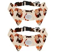 2 Pcs Cat Dog Bow Tie, Adjustable Pet Collar Bowtie Tux Formal Neck Tie for Boys Girls Puppy Kitten Wedding Birthday - Cute Red Pandas