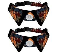 2 Pcs Cat Dog Bow Tie, Adjustable Pet Collar Bowtie Tux Formal Neck Tie for Boys Girls Puppy Kitten Wedding Birthday - Crow on Halloween Pumpkin Cross