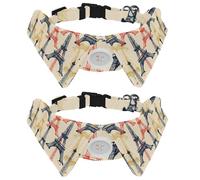 2 Pcs Cat Dog Bow Tie, Adjustable Pet Collar Bowtie Tux Formal Neck Tie for Boys Girls Puppy Kitten Wedding Birthday - Seamless Paris Tower