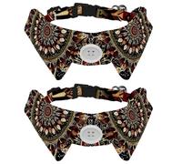 2 Pcs Cat Dog Bow Tie, Adjustable Pet Collar Bowtie Tux Formal Neck Tie for Boys Girls Puppy Kitten Wedding Birthday - Mandala Floral