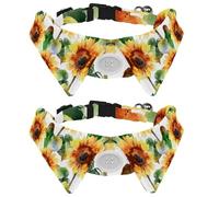 2 Pcs Cat Dog Bow Tie, Adjustable Pet Collar Bowtie Tux Formal Neck Tie for Boys Girls Puppy Kitten Wedding Birthday - Watercolor Beautiful Sunflower