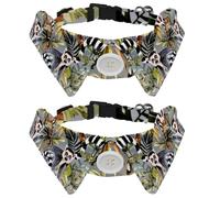 2 Pcs Cat Dog Bow Tie, Adjustable Pet Collar Bowtie Tux Formal Neck Tie for Boys Girls Puppy Kitten Wedding Birthday - Grey Lemurs Wild Animal