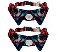 2 Pcs Cat Dog Bow Tie, Adjustable Pet Collar Bowtie Tux Formal Neck Tie for Boys Girls Puppy Kitten Wedding Birthday - Scary Human Face