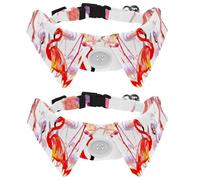 2 Pcs Cat Dog Bow Tie, Adjustable Pet Collar Bowtie Tux Formal Neck Tie for Boys Girls Puppy Kitten Wedding Birthday - Watercolor Sky Bird Flamingo