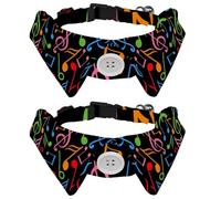 2 Pcs Cat Dog Bow Tie, Adjustable Pet Collar Bowtie Tux Formal Neck Tie for Boys Girls Puppy Kitten Wedding Birthday - Red Pink Green Orange Blue Music Note