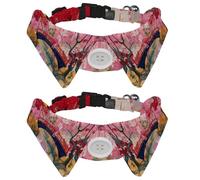 2 Pcs Cat Dog Bow Tie, Adjustable Pet Collar Bowtie Tux Formal Neck Tie for Boys Girls Puppy Kitten Wedding Birthday - Blossom Cherry Tree Bridge