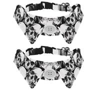 2 Pcs Cat Dog Bow Tie, Adjustable Pet Collar Bowtie Tux Formal Neck Tie for Boys Girls Puppy Kitten Wedding Birthday - Dead Skulls