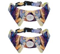 2 Pcs Cat Dog Bow Tie, Adjustable Pet Collar Bowtie Tux Formal Neck Tie for Boys Girls Puppy Kitten Wedding Birthday - Watercolor Two Lions