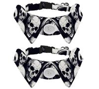 2 Pcs Cat Dog Bow Tie, Adjustable Pet Collar Bowtie Tux Formal Neck Tie for Boys Girls Puppy Kitten Wedding Birthday - Dead Skulls