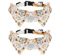 2 Pcs Cat Dog Bow Tie, Adjustable Pet Collar Bowtie Tux Formal Neck Tie for Boys Girls Puppy Kitten Wedding Birthday - Autumn Squirrel Berry Mushroom