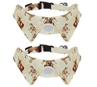2 Pcs Cat Dog Bow Tie, Adjustable Pet Collar Bowtie Tux Formal Neck Tie for Boys Girls Puppy Kitten Wedding Birthday - Cow and Highland Cattle