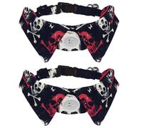 2 Pcs Cat Dog Bow Tie, Adjustable Pet Collar Bowtie Tux Formal Neck Tie for Boys Girls Puppy Kitten Wedding Birthday - Blood Skull and Bones