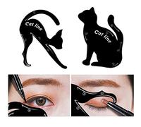 2 Pcs Cat Eyeliner Stencils, Matte PVC Material Smoky Eyeshadow Applicators Template Plate, Cat Shape Eye Liner & Eye Shadow Guide Template Tool