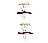 2 pcs Cat Holding Branch Brooch Stylish Pin for Clothing Bags Scarves Cute Decorative Badge for Parties Daily Wear