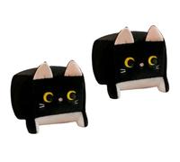 2 Pcs Cat Pillow Plush, Soft Kawaii Cat Hugging Pillow, Adorable Animal Stuffed Squishy Cuddly Toy for Stress Relief, Relaxation, Home Decor & Gifts for Kids Adults (Black,25cm)