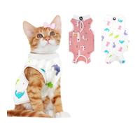 2 PCS Cat Recovery Suit Female Cat Onesie for Cats After Surgery Spay Abdominal Wounds, Kitten Surgery Recovery Suit Female Breathable E-Collar Alternative Kitten Onesie Anti Licking Medium