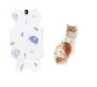 2 PCS Cat Recovery Suit for Spay Abdominal Wounds Cat Onesie for Cats After Surgery Recovery Suit Female Breathable E-Collar Alternative Kitten Onesie Anti Licking