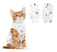 2 PCS Cat Recovery Suit for Spay Abdominal Wounds Cat Onesie for Cats After Surgery Recovery Suit Female Breathable E-Collar Alternative Kitten Onesie Anti Licking