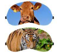 2 PCS Cat Tiger Violent Outdoor Sleep Mask, Completely Block Out Light Eye Mask for Side Sleeper, Zero Eye Pressure Night Blindfold, Adjustable Eye Shade Cover
