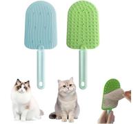 2 Pcs Cat Tongue Comb - Two-Sided Reusable Tongue Brush Grooming Brush Suitable for Long Short Haired Dog & Cat (Blue+Green)