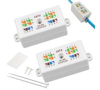 2 PCS Cat6 Unshielded Ethernet Junction Box 110-Type Punch Down In-Line Coupler for Network Cable Extension & Repair - RJ45 Compatible Connector for LAN, Powerline and Internet (White)