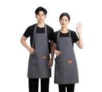 2 Pcs Catering Apron Apron Waterproof Unisex Coffee Restaurant Catering Apron With Pockets for Kitchen(Gray)