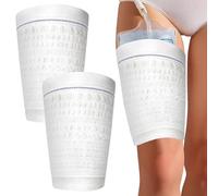 2 PCS Catheter Leg Bag Holder, Convenient Washable Catheter Sleeves Urine Leg Bag Holder Catheterr Bages Holder, Reusable Catheterr Night Bages(Blue Stripe) （Size L)