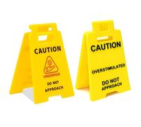 2 PCS Caution Desk Sign, Funny Office Sign for Coworkers and Friends, Humorous Desktop Decoration for Therapy Rooms, Cubicles, Home Office, Foldable Tabletop Gag