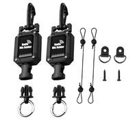 2 Pcs CB Mic Holder Retractable, CB Radio Mount Radio Mic Clip Hanger Holder Lanyard Tether 32" Stainless Steel Cord with Adjustable Mount Kit, D-Ring Mount with Screw, Perfect for Truck Driver