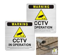 2 Pcs CCTV in Operation Sign, Metal CCTV Signs with Self Adhesive, 15×15 cm Surveillance Warning Signs Brushed Aluminum, Security Camera Sign for Store, Office, Warehouse, UV Resistant, Waterproof