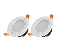 2 Pcs Ceiling Downlight Round White Flush Mount Spot Lamp Recessed LED Lighting Fixture, Directional Downlights Indoor Spotlights for Living Room Bedroom Hallway