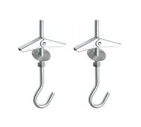2 Pcs Ceiling Hooks for Hanging Plants, M4/90mm Silver Wing Spring Toggle Hooks, Heavy Duty Plasterboard Hook Toggle Hanger, for Flowerpots, Drywall, Cavity Walls, Fixing Lights (2Pcs Silver)