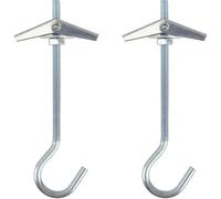 2 Pcs Ceiling Hooks for Hanging Plants Plasterboard Ceiling Hook M4/90mm Galvanized Steel Mount Hook Fixing Anchors with Threaded Hooks for Drywall Cavity Hollow Wall Board Hanging Plants Lights