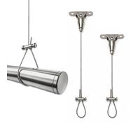 2 Pcs Ceiling Mounted Shower Curtain Rod Bracket Support for Curved,L-Shaped,U-Shaped Corner Shower Rods,60”Adjustable Ceiling Curtain Rod Holders,All 304 Stainless Steel, Anti-Sagging