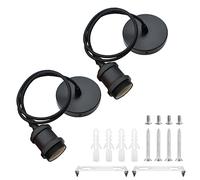 2 Pcs Ceiling Pendant Light Fitting E27 Rose Screw Lamp Holder Vintage Ceiling Rose Lamp Suspended with 100cm Braided Flex (Black)