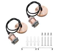 2 Pcs Ceiling Pendant Light Fitting E27 Rose Screw Lamp Holder Vintage Ceiling Rose Lamp Suspended with 100cm Braided Flex (Red)