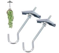 2 PCS Ceilings Hooks,Hang Plants Plasterboard Ceiling Hook,Hang Plants Wing Spring Toggle Hook, Plasterboard Wall Mounted Ceiling Hanger Heavy Duty Swag Hooks,for Cavity Walls Fixing Lights Flowerpots