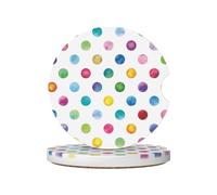 2 Pcs Ceramic Car Coasters Abstract Polka Dots Anti Slip Car Cup Mat Absorbent Non-Scratch Cork Base Coaster 2.6 Inch Drink Cup Holder Fits Most Cars Trucks Suvs Vans