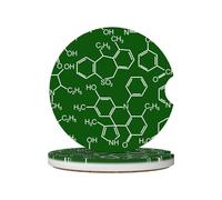 2 Pcs Ceramic Car Coasters Chemistry Science Anti Slip Car Cup Mat Absorbent Non-Scratch Cork Base Coaster 2.6 Inch Drink Cup Holder Fits Most Cars Trucks Suvs Vans