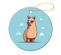 2 Pcs Ceramic Christmas Ornaments 2.8 Inch - Brown Cute Camel Double Sided Round Holiday Tree Hanging Decor for Home, Party, Hotel Decorations, Gift for Teacher, Neighbor, Friend