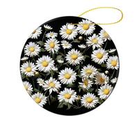 2 Pcs Ceramic Christmas Ornaments - Daisy Round Porcelain Hanging Decor with Double-Sided Printing, Christmas Tree Ornament for Holiday Keepsake Gifts (2.8 Inch)