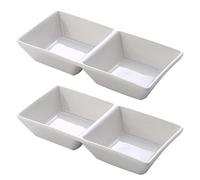 2 Pcs Ceramic Paint Palette 2 Well Watercolor Painting Mixing Palette Dish for Watercolor Gouache Acrylic Oil Painting, White