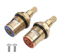 2 Pcs Ceramic Tap Cartridge 1/4 Turn 20 Spline, Tap Valve Replacement for Shower Bath Taps with Washers, Tap Glands Seals Repair Kit, Solid Brass Ceramic (1 Pair Hot & Cold)