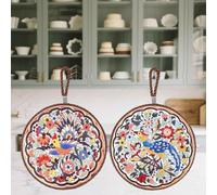 2 pcs ceramic trivets, hot dish mat, hot pot holder, pot holder, Heating pads for decorating tabletops and countertops, can be hung, kitchen Decor