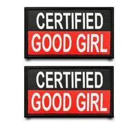 2 Pcs Certified Good Girl Patch Funny Embroidered Fastener Hook & Loop Applique Emblem Tactical Military Flag Patches for Backpacks,Jacket,Clothes,Jeans,Bags,Hats,Vest